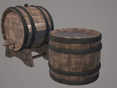 Wood Wine Barrel 3D model