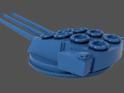 381mm WW2 Italian turret n1 - Commercial license - 1-200 scale 3D print model