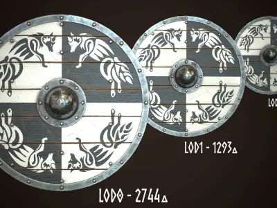 Viking Shield 30 Low-poly 3D model