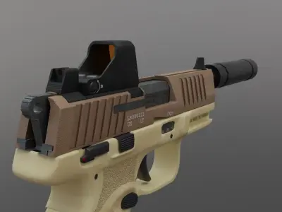 Umarex fn 502 with silencer Low-poly 3D model