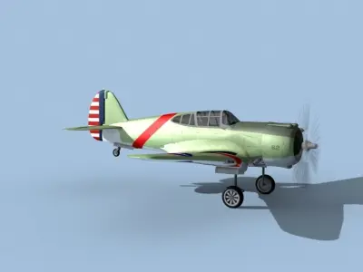 Curtiss P-36C Hawk V08 USAAF 3D model