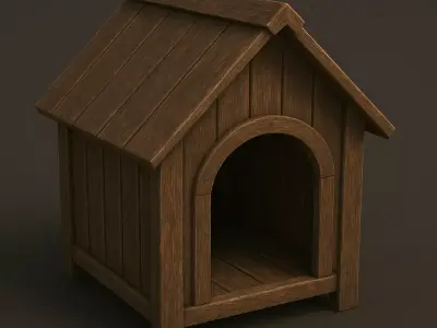Rustic Wooden Dog House 3D Model 3D model