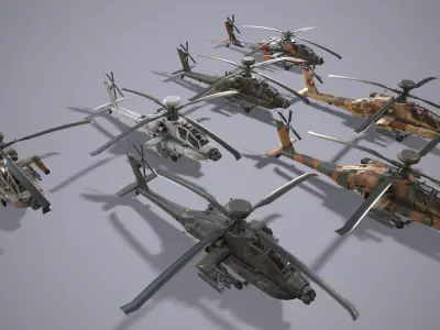 Helicopters Apache AH-64 Collection 