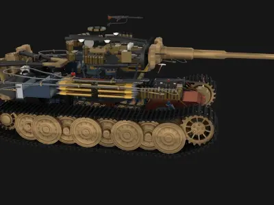 Fully built Panzer Tiger Tank Late 1944 v1 Firing  3D model