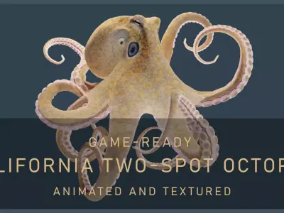 Animated California Two-Spot Octopus Low-poly 3D model