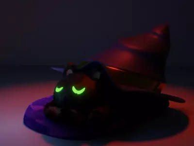 Halloween cat on a cushion 3D model