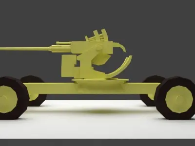 BOFORS 40 MM Anti Aircraft Gun Low-poly 3D model