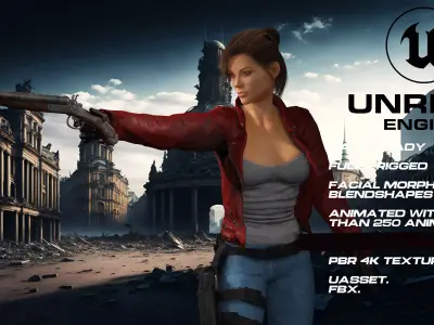 Zombie Hunter full rigged - game ready - animated Low-poly 3D model