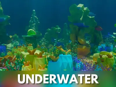 low poly Nature Underwater world pack Low-poly 3D model
