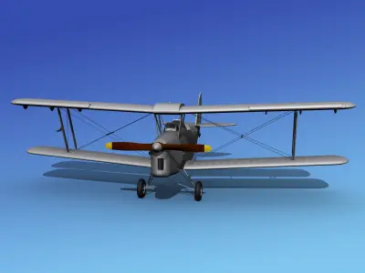 Dehavilland DH82 Tiger Moth Bare Metal 3D model