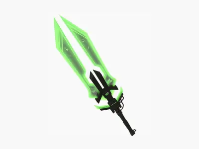 SciFi War Spear A03 Black Green - Character Design Fashion Low-poly 3D model