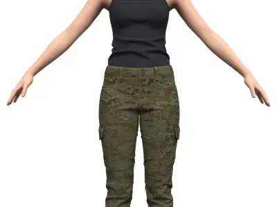 Female Military Style Cargo Pants - Marvelous Designer 3D model