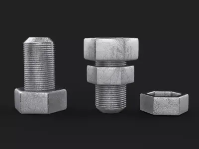 Nut and bolt 3D model
