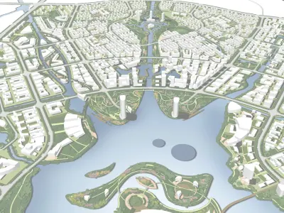 Urban highrise building building ancillary building commercial 3D model