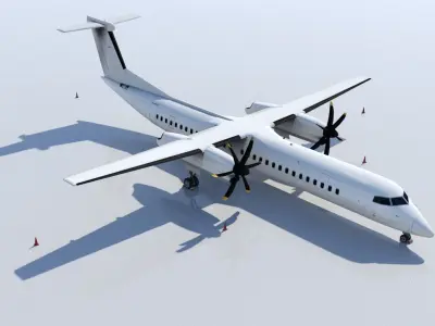 DHC-8D Q400 Low Poly Static Low-poly 3D model