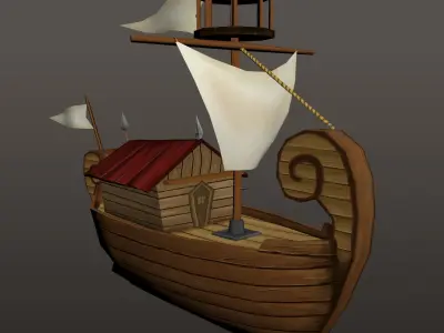 Adventure Cartoon Ship Low-poly 3D model