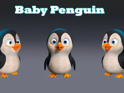 Baby Penguin Character Low-poly 3D model