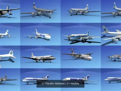 21 PanAm Airliners 3D Model Collection