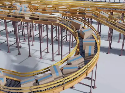 Conveyor Belt Scene and Constructor Low-poly 3D model