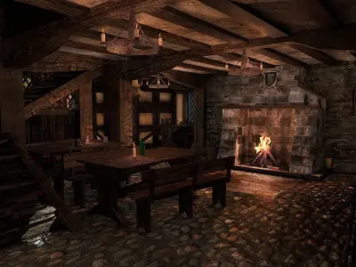 Medieval City Tavern Low-poly 3D model