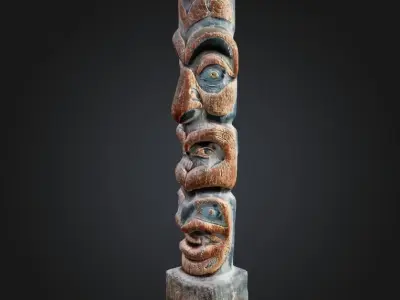 Photorealistic Totem Pole - Low-poly 3D Model Low-poly 3D model