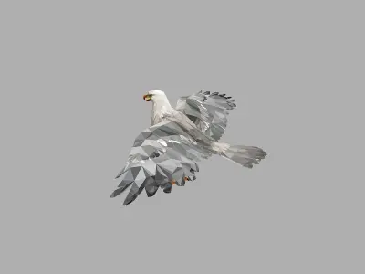 White Eagle Low Polygon Art Bird Animal Low-poly 3D model