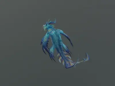 Blue Fish Dragon Fantasy Low Poly Low-poly 3D model