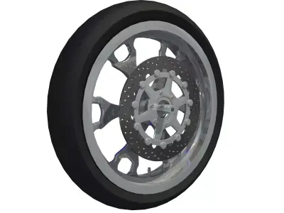 BLack Motorcycle Wheel 3D model 3D model