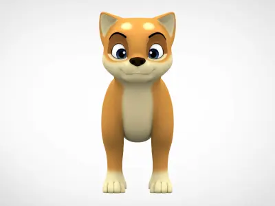 Shiba Inu Puppy Low-poly 3D model