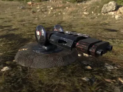 gun ready to kill zombie Low-poly 3D model