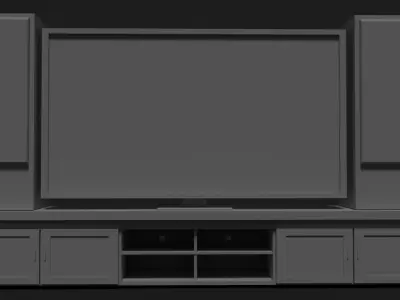 LCD TV stand and stereo speakers Free low-poly 3D model