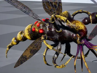 Flying insect remastered Low-poly 3D model