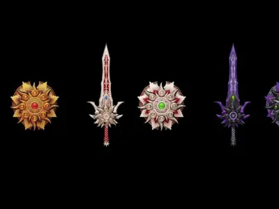 Sun - Sword and Shield Low-poly 3D model