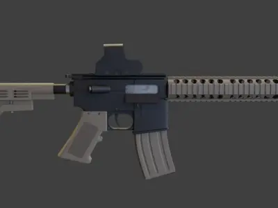 Detailed Modular AR-15 Assault Rifle Beige Edition Low-poly 3D model