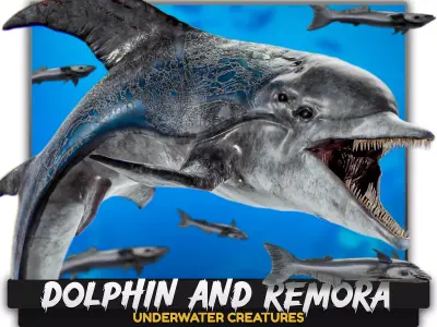 Dolphin and Remora - Realistic Animated Marine Monster - 62 Low-poly 3D model