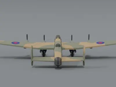Low Poly Cartoon Avro Lancaster WWII Airplane Low-poly 3D model
