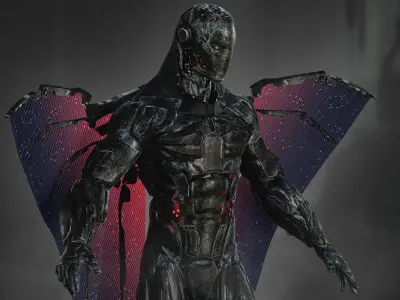 Sci Fi Airborne Cyborg Low-poly 3D model