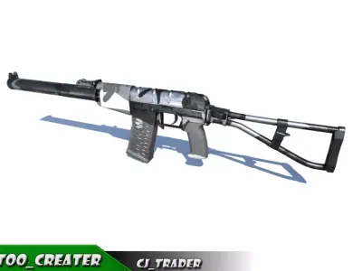 As-Val Low-Poly Assault Sniper Riffle 3D Model  Low-poly 3D model