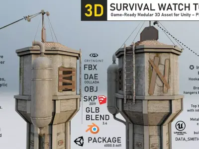 Realistic Watch Tower 3D Model Low-poly 3D model