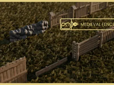 Medieval Fences Asset Pack Low-poly 3D model