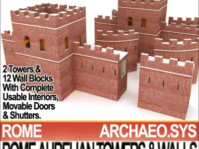Rome City Towers Walls Aurelian 3D model