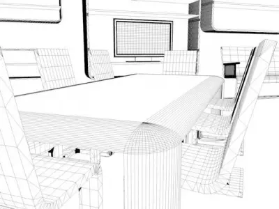 Minimal Design Furniture Set and Led TV Free 3D model