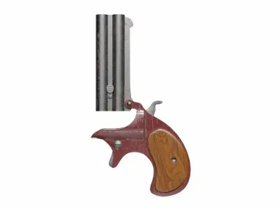 Derringer revolver with wooden handle 3D model
