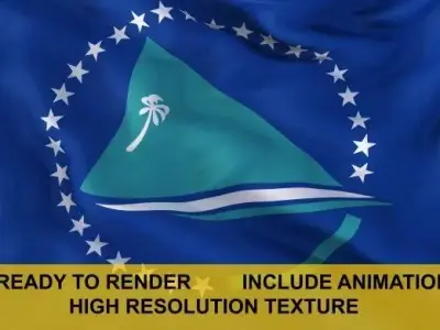 Pacific Community 3d Flag 3D model