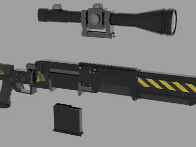 Sniper rifle FPS Game-Ready Weapon Low-poly 3D model