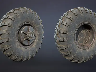 Truck Wheel 04 BRDM Low-poly 3D model
