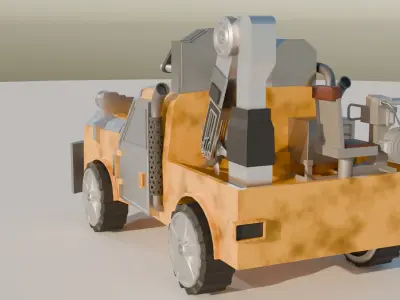 Low Poly Best Battle Gun Car Low-poly 3D model