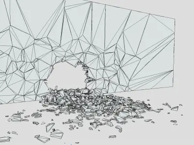 BrickWall 01 Below Middle Low-poly 3D model