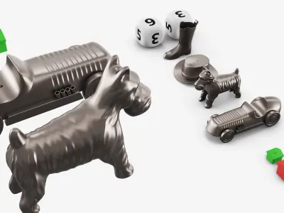 Board Game Token and Dice Set 3D model