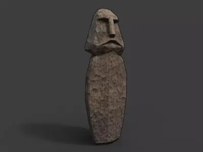 Slavic Wooden Medieval Settlement Totem Statue Low-poly 3D model